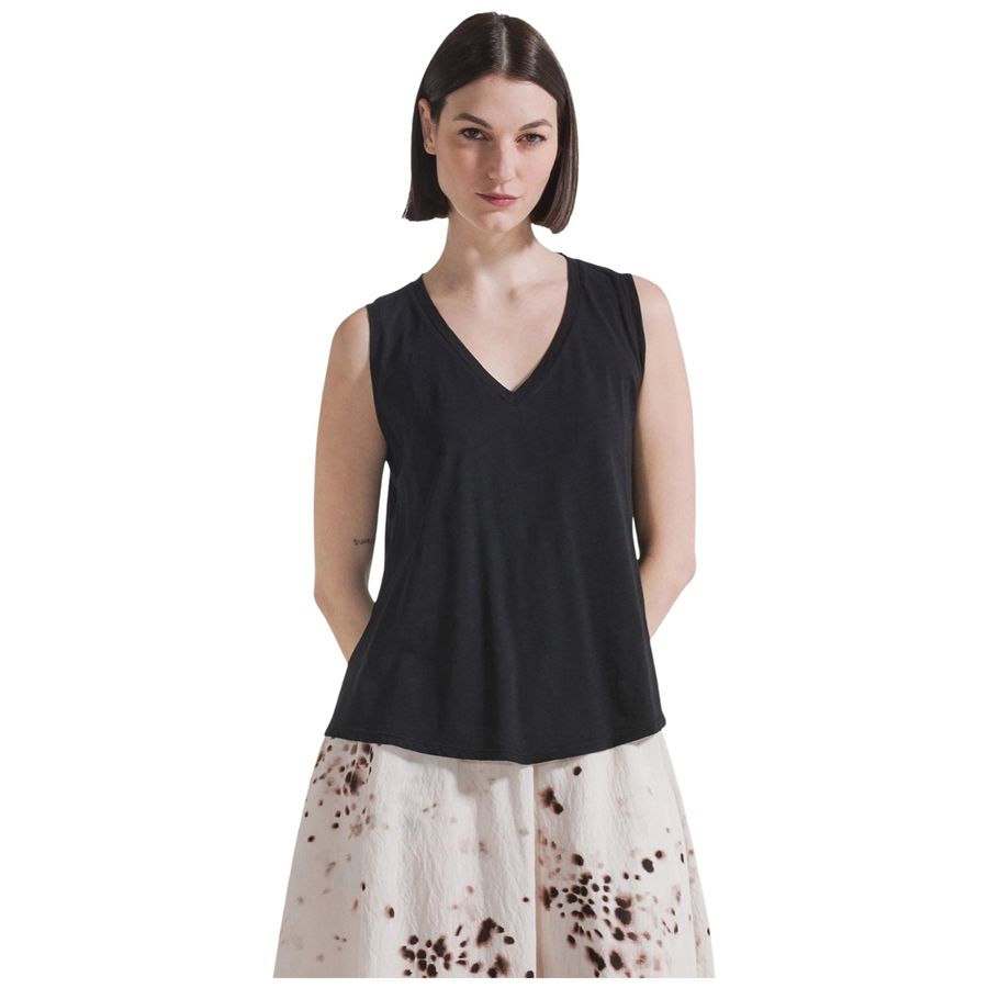 Top fluido in jersey fiammato nero da donna Deha | D4251010009